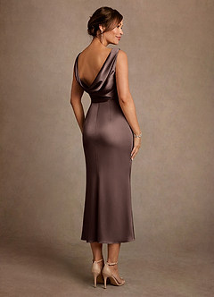 Azazie Mazhe vestidos de madre de la novia Vestido de Ganache de Satén Elástico de Corte en A con Plisado image2