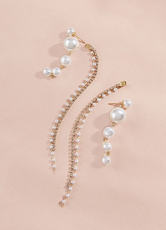 front Long Pearl Drop Earrings