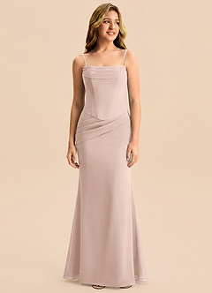 Azazie Sorrel Junior English Rose Mermaid Pleated Chiffon Dress image6
