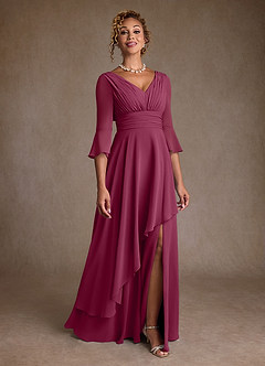 Azazie Eire Mother of the Bride Dresses Mulberry A-Line Pleated Chiffon Dress image1
