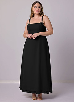 Barbie ♥ Azazie Bridesmaid Dresses Black A-Line Pleated Chiffon Dress image7