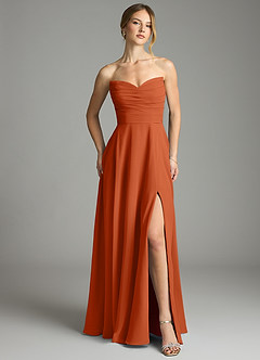 Azazie Ayla Abiti da Damigella Abito A-Line in Chiffon Scollo a Cuore Arancia Bruciata image5