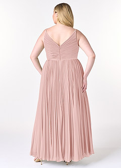 Azazie Raychelle Vestidos de madrinha de casamento Vestido Pó Rosa de Chiffon de Linha A com Plissado image9