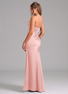 Azazie Lucille Bridesmaid Dresses Powder Pink Mermaid Strapless Stretch Satin Convertible Dress image4