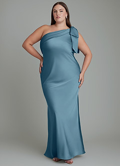 Azazie Yuanna Bridesmaid Dresses Bermuda Mermaid One Shoulder Stretch Satin Dress image8