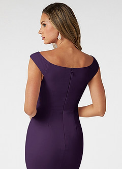 Azazie Nicolina Bridesmaid Dresses Plum Mermaid Square Neckline Stretch Crepe Dress image4