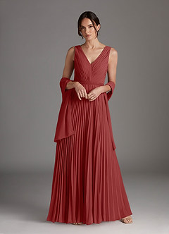 Azazie Kris Mother of the Bride Dresses Rust A-Line Sequins Chiffon Dress image1