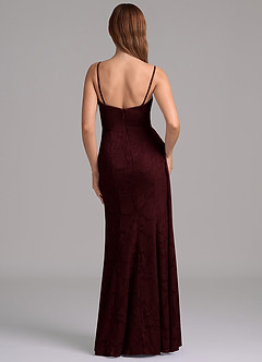 Azazie Amyra Brautjungfernkleider Wandelbar Meerjungfrau-Linie Schulterfrei Blumen-Burnout Kleid Cabernetrot image7