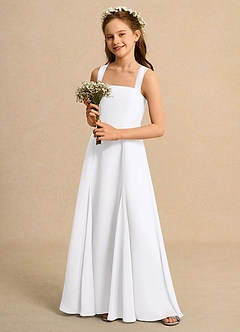 Azazie Tater Junior Formal Flower Girl Dresses White A-Line Pleated Chiffon Dress image5