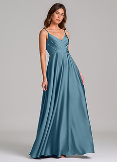 Azazie Amani Abiti da Damigella Abito A-Line in Raso Elasticizzato Plissettato Bermuda image1