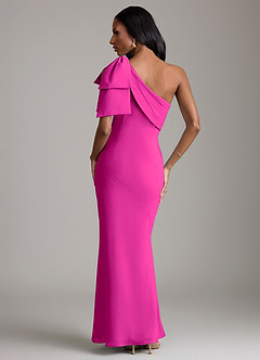 Azazie Yuanna Bridesmaid Dresses Fuchsia Mermaid One Shoulder Chiffon Dress image6