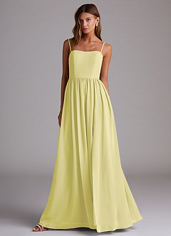 Azazie Calianna Jurken voor bruidsmeisjes Converteerbaar Jurk van Chiffon met A-Lijn Off the Shoulder Citroensorbet image4