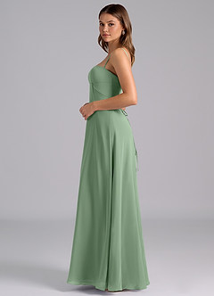 Azazie Valentine Jurken voor bruidsmeisjes Jurk van Chiffon met A-Lijn Korset Matcha image4
