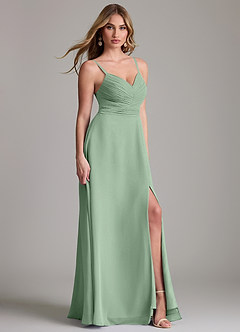 Azazie Terese Bridesmaid Dresses Matcha A-Line Pleated Chiffon Dress image3