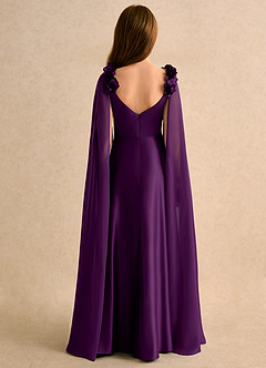 Azazie Rosita Girls Formal 플라워 걸 드레스 A라인 플리츠 매트 새틴 플로어 길이 드레스 image2
