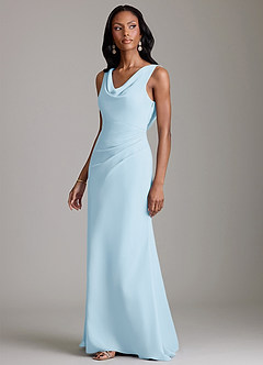 Azazie Linelle Bridesmaid Dresses Sky Blue Mermaid Pleated Chiffon Dress image6