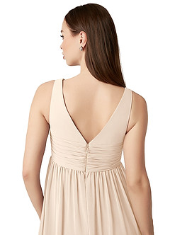 Azazie Yetta Brautjungfernkleider für Schwangere A-Linie V-Hals Versammelt Chiffon Bodenlänge Kleid image3