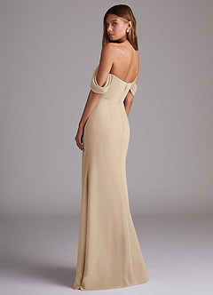 Azazie Saige Bridesmaid Dresses Champagne A-Line Off the Shoulder Chiffon Convertible Dress image8