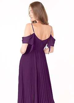 Azazie Lyney Robes de demoiselle d'honneur Robe Trapèze en Mousseline de soie Épaule décolletée Grain De Raisin image5