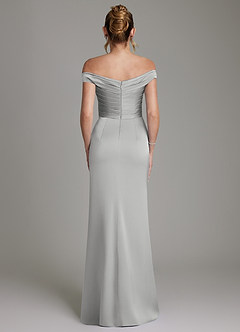 Azazie Teyana Bridesmaid Dresses Silver Sheath Off the Shoulder Stretch Satin Dress image7