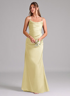 Azazie Lucille Robes de demoiselle d'honneur Robe Sirène Convertible en Satin extensible Sans bretelles Sorbet Citron image7