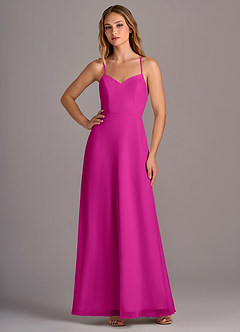 Azazie Mei Vestidos de damas de honor Vestido de Fucsia de Gasa de Corte en A image3