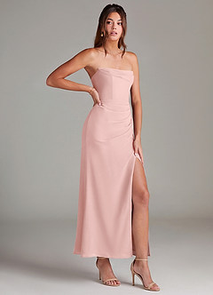 Azazie Leonis Bridesmaid Dresses Powder Pink Mermaid Strapless Chiffon Convertible Dress image8