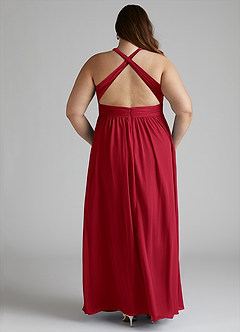 Azazie Ashia Final Sale Scarlet A-Line Pleated Chiffon Dress image11