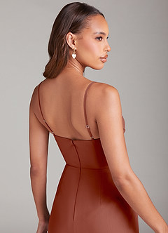 Azazie Maci Bridesmaid Dresses Auburn Sheath Pleated Chiffon Dress image6