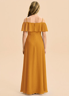 Azazie Maggie Junior Butterscotch A-Line Off the Shoulder Chiffon Dress image2