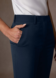 front Whitney Dark Navy Structured Stretch Cropped Dress Pants