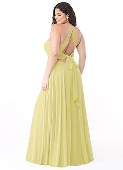 Azazie Evalleen Vestidos de damas de honor Vestido de Sorbete De Limón de Gasa de Corte en A con Plisado image8