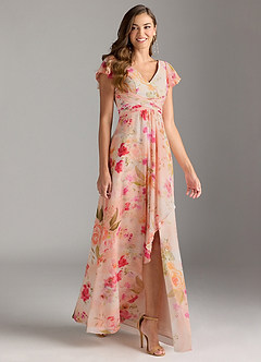 Azazie Omari Bridesmaid Dresses Abstract Bouquet Floral A-Line Chiffon Dress image1
