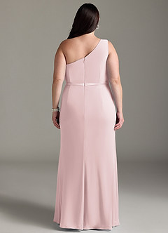 Azazie Liza Bridesmaid Dresses Blushing Pink Mermaid One Shoulder Chiffon Dress image7