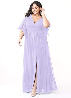 Azazie Temeka Brautjungfernkleider A-Linie Gestreift Chiffon Kleid Flieder image7