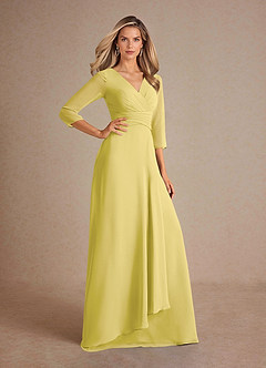 Azazie Mayfield Mère de la mariée Robes Robe Trapèze en Mousseline de soie Plissée Canari image4