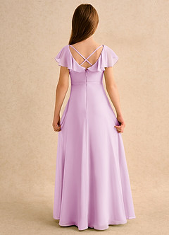 Azazie Nari Girls Formal Flower Girl Dresses Candy Pink A-Line with Sleeves Chiffon Dress image7