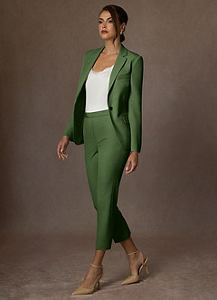 front Kennedy Olijf Gestructureerde stretchblazer