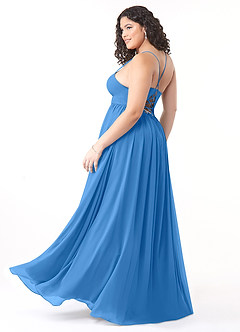 Azazie Aaida Bridesmaid Dresses Blue Jay A-Line Corset Chiffon Dress image10