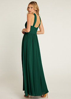 Azazie Jacey Bridesmaid Dresses Emerald A-Line Pleated Chiffon Dress image8