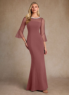 Azazie Bellevie Suknie dla Matki Panny Młodej Osłona Zroszony Rozciągliwy Krep Długość podłogi Sukienka image4