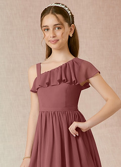Azazie Mango Junior Amethyst A-Line Ruched Chiffon Dress image4
