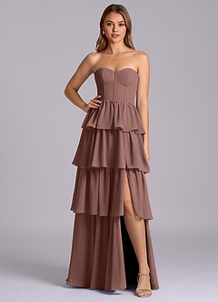 Azazie Faye Bridesmaid Dresses Espresso A-Line Sweetheart Neckline Chiffon Dress image1