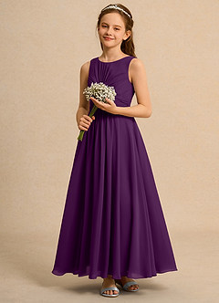 Azazie Ducky Junior Formal Flower Girl Dresses Grape A-Line Pleated Chiffon Dress image6