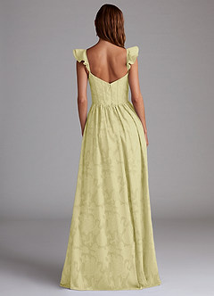 Azazie Denisse Bridesmaid Dresses Lemon Sorbet A-Line Ruched Floral Burnout Dress image3