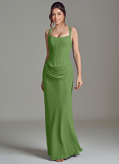 Azazie Niamh Brautjungfernkleider Meerjungfrau-Linie Korsett Chiffon Kleid Basilikum image4