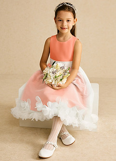 Azazie Stardust Flower Girl Dresses Sunset A-Line Sleeveless Organza Dress image2