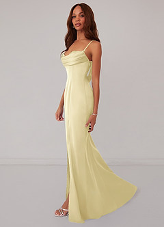 Barbie ♥ Azazie Bridesmaid Dresses Lemon Sorbet Mermaid Corset Stretch Satin Dress image4