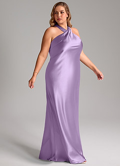 Azazie Doretta Bridesmaid Dresses Lilac Mermaid Bow Metallic Satin Dress image10