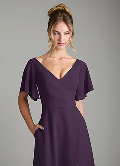 Azazie Ambrosia Bridesmaid Dresses Plum A-Line Pleated Chiffon Dress image2